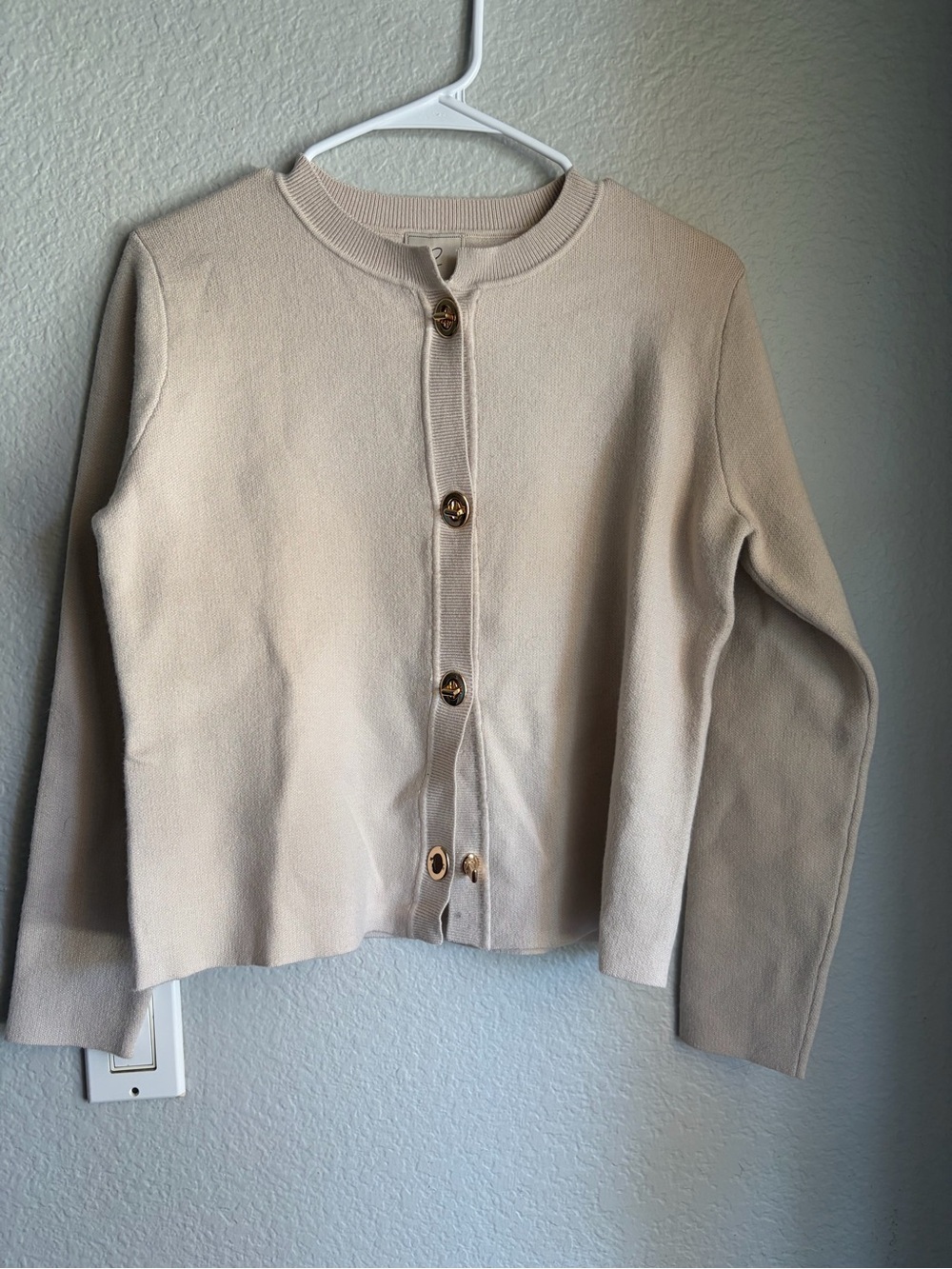 Sioni Cream Button-Front Cardigan with Gold Buttons